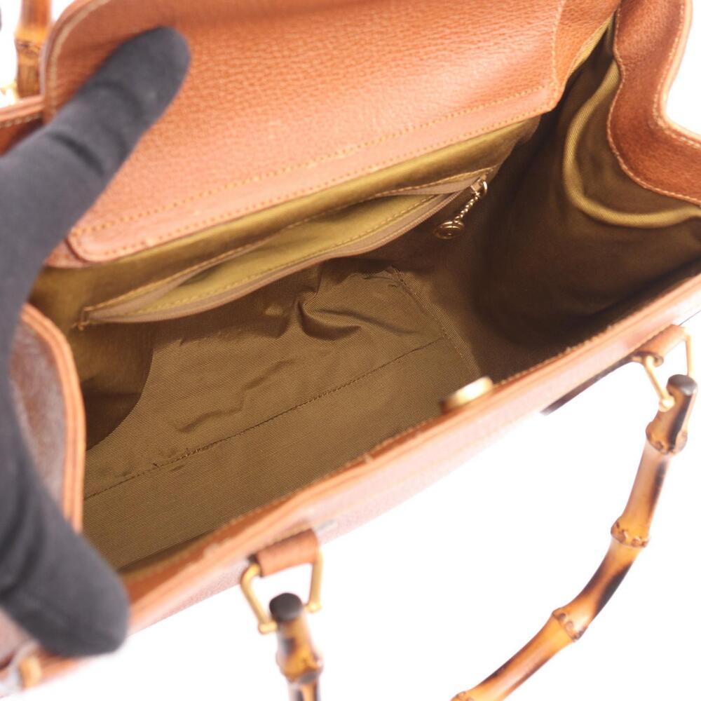 Gucci Bamboo Leather Handbag Brown - Picture 3 of 9